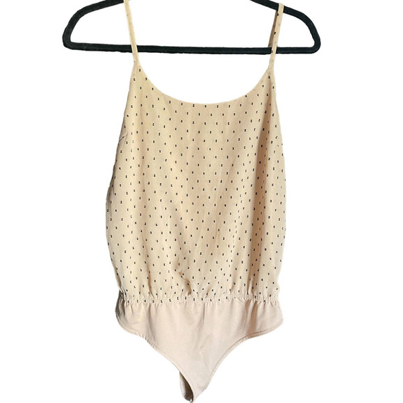 L’Academie Los Angeles Womens Polka Dot Urso Bodysuit Adjustable Strap Sz XS Tan - Picture 2 of 8